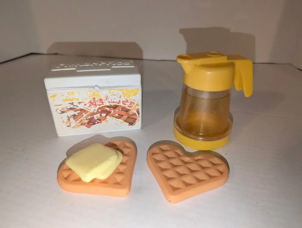 Vintage 1987 Fisher Price Fun Food Rare Magic Syrup Pitcher Waffles Butter Box